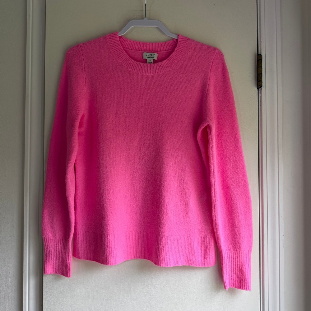 J.Crew Extra-Soft Wool Blend Crewneck Sweater Neon Pink Womens Small